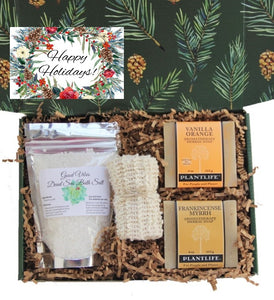 Happy Holidays - Natural Bath Set Gift Box - Gift Good Vibes