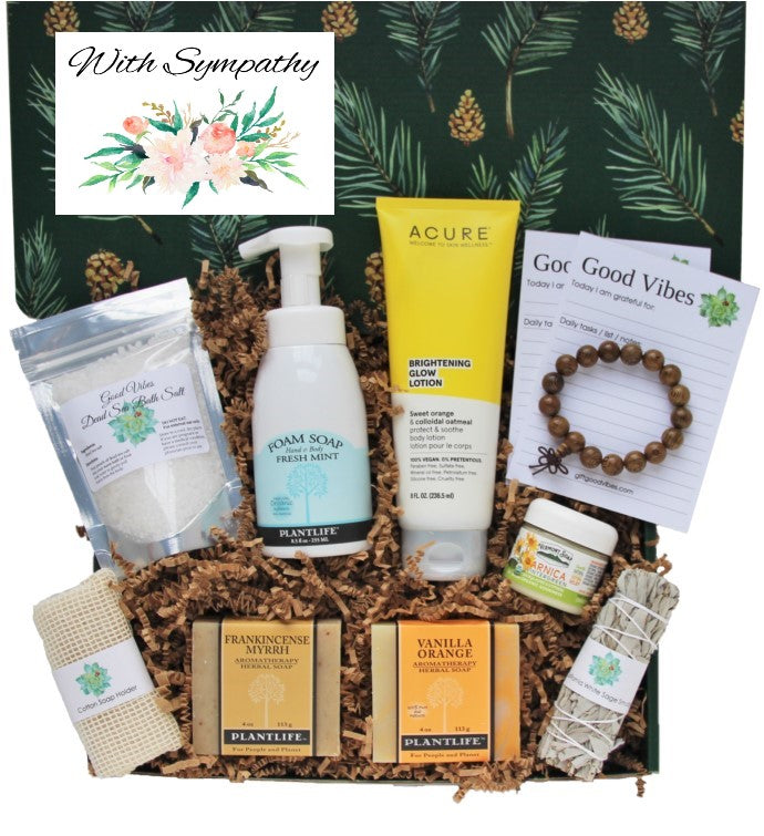 With Sympathy - Natural / Organic Grief Care Package for Men - Deluxe - Gift Good Vibes